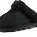 CLPP'LI Womens Slip on Faux Fur Warm Winter Mules Fluffy Suede Comfy Slippers, Size 8