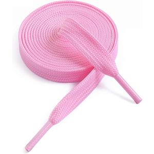 2 x VSUDO 5/16" Fine Weave Flat Shoe Lace Shoestring for Running Athletic Sneaker (47" ( 120 CM ), 09 Pink)