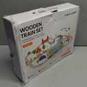 Tiny Land 110PCS Wooden Train Set  Toy Train with Tracks for Kids Ages 3-7, Compatible with Major Brands, Ideal Railway Playset for Boys and Girls, Great Birthday