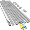 Yecaye Cord Hider, 113in Grey Cord Covers for Wires on Wall, One-Cord Cord Organizer, Easy Install Cable Management Kit, Wire Cover Home Office, W0.59in H0.4in, Grey (Small)