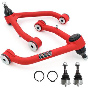 2-4" Lift Front Upper Control Arms for 2007-2018 Chevy Silverado GMC Sierra 1500, 2007-2013 Avalanche, 2007-2014 Suburban 1500, Tahoe, Yukon/XL, Escalade/ESV, 2 Replacement Ball Joints, Wrinkle Red