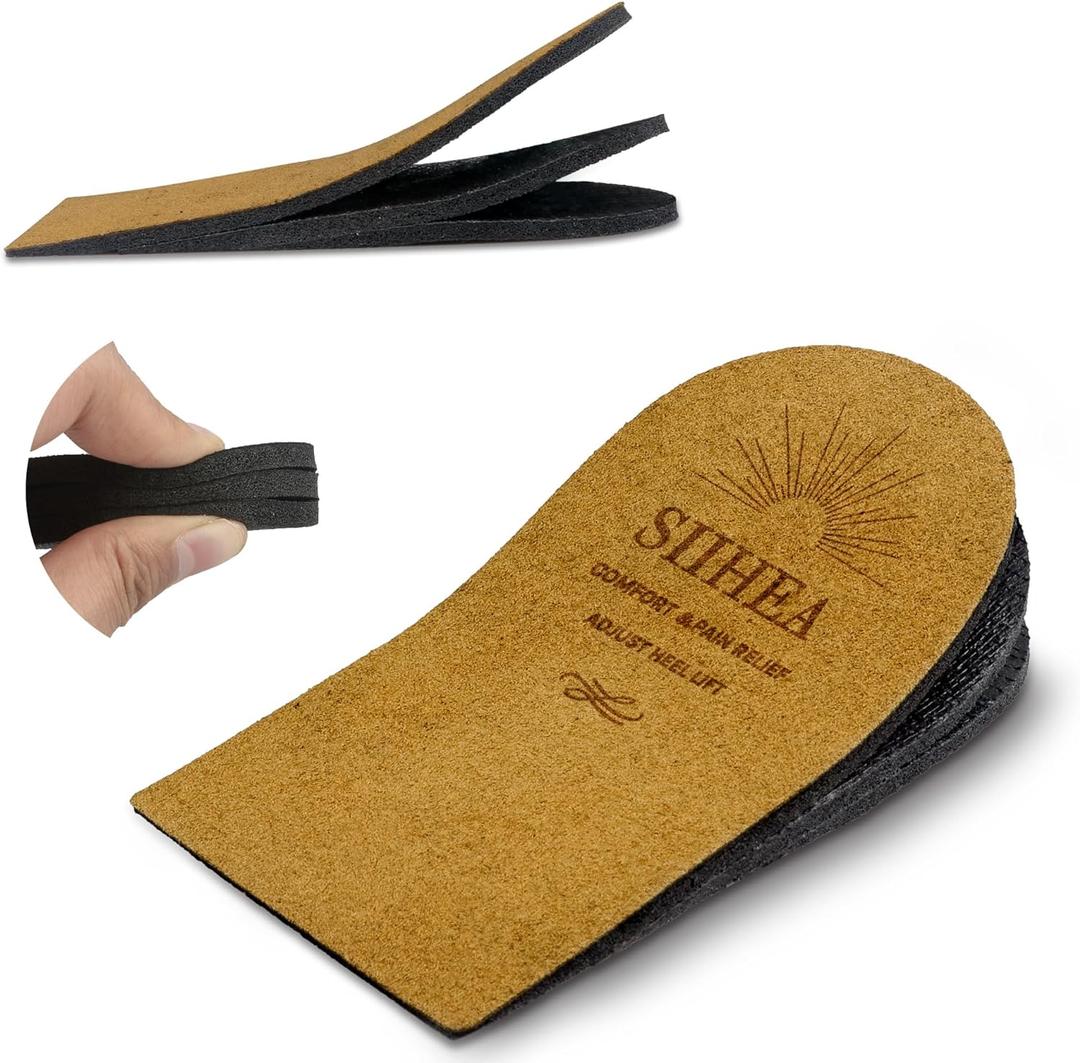 Adjustable Heel Lifts Inserts, 1/8'' Height Increase Insoles for Achilles Tendonitis, Heel Pain, Leg Length Discrepancy, Plantar Fasciitis, Shoe Lifts (Medium)