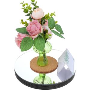 12PCS Round Mirrors for Centerpieces, 8" Acrylic Mirror Trays 2mm Thickness Mirror Centerpiece Table Decorations Candle Plate Centerpiece for Wedding Party Wall Decorations Crafts