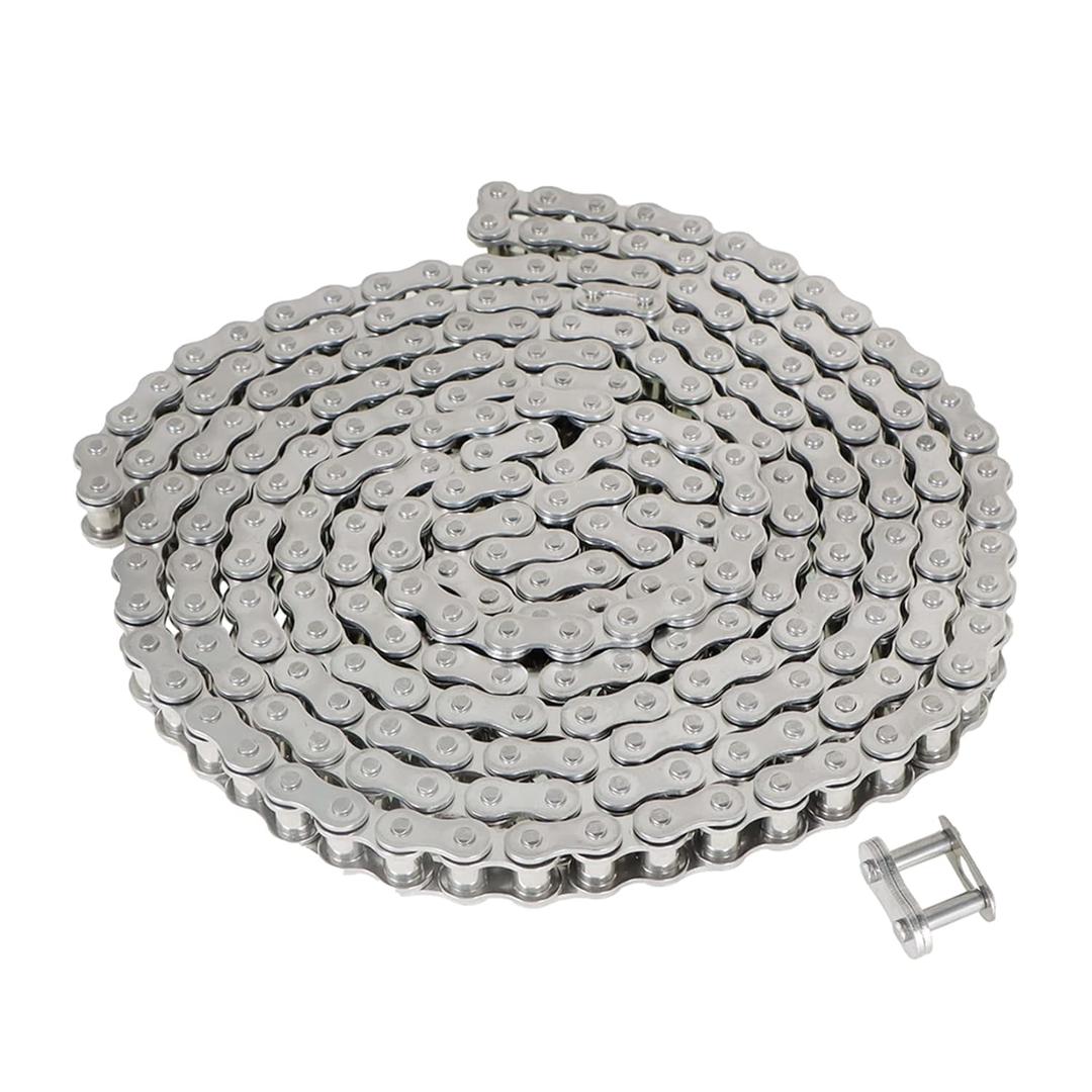 findmall 40SS Roller Chain 10 Feet with 1 Connecting Links, 240 Links, Stainless Steel