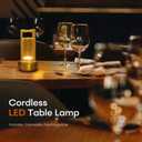 Portable Metal Table Lamp for Indoor/Outdoor ,Rechargeable Cordless LED Lamp, 3-Colour Infinitely Dimming Battery Powered Small Desk Lamp, Restaurant/Bedroom/Bar/Coffee/Camping Light (Gold Set of 2)
