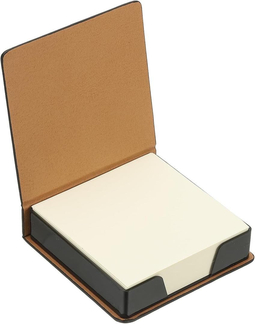 PATIKIL 140 Sheets Leather Sticky Notes Holder, 10in Post Notes Holder Storage Box Desktop Mini Square Case Business Card Holder Memo Pad Organizer for Desk Home Office Notebook, Black