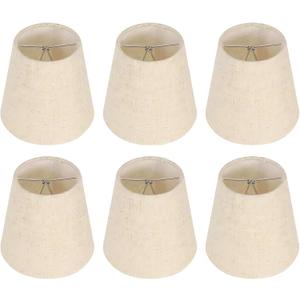 Small Lamp Shades Clip on Bulb, Chandelier Shades Set of 6, Mini Linen Lampshade 3.5x5x5.5in Small Lamp Shade for Chandelier Lamp Replacement (Beige)