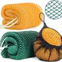 2 Pack African Net Sponge Exfoliating Body Scrubber Bath Sponge for Daily Use (Yellow + Dark Green)