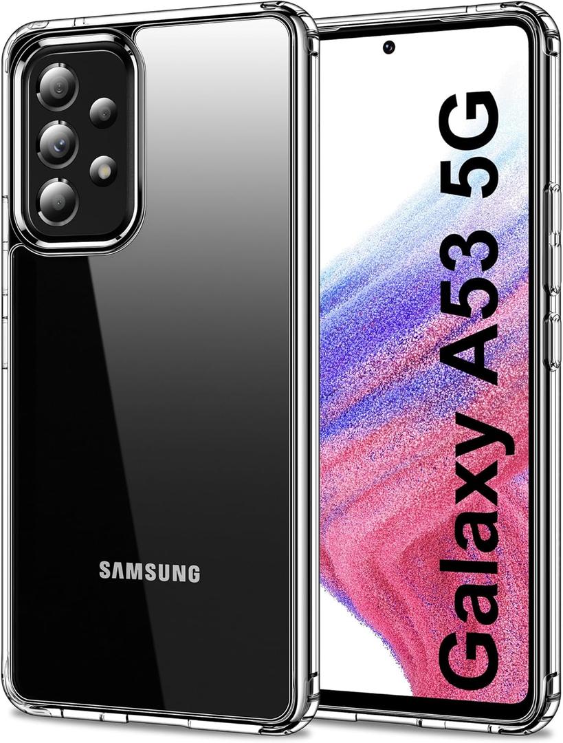 HOOMIL Case for Samsung Galaxy A53 5G, Non-Yellowing, Drop Protection, Anti-Scratch, Transparent Hard Back and Soft Edge Phone Cover - Crystal Clear