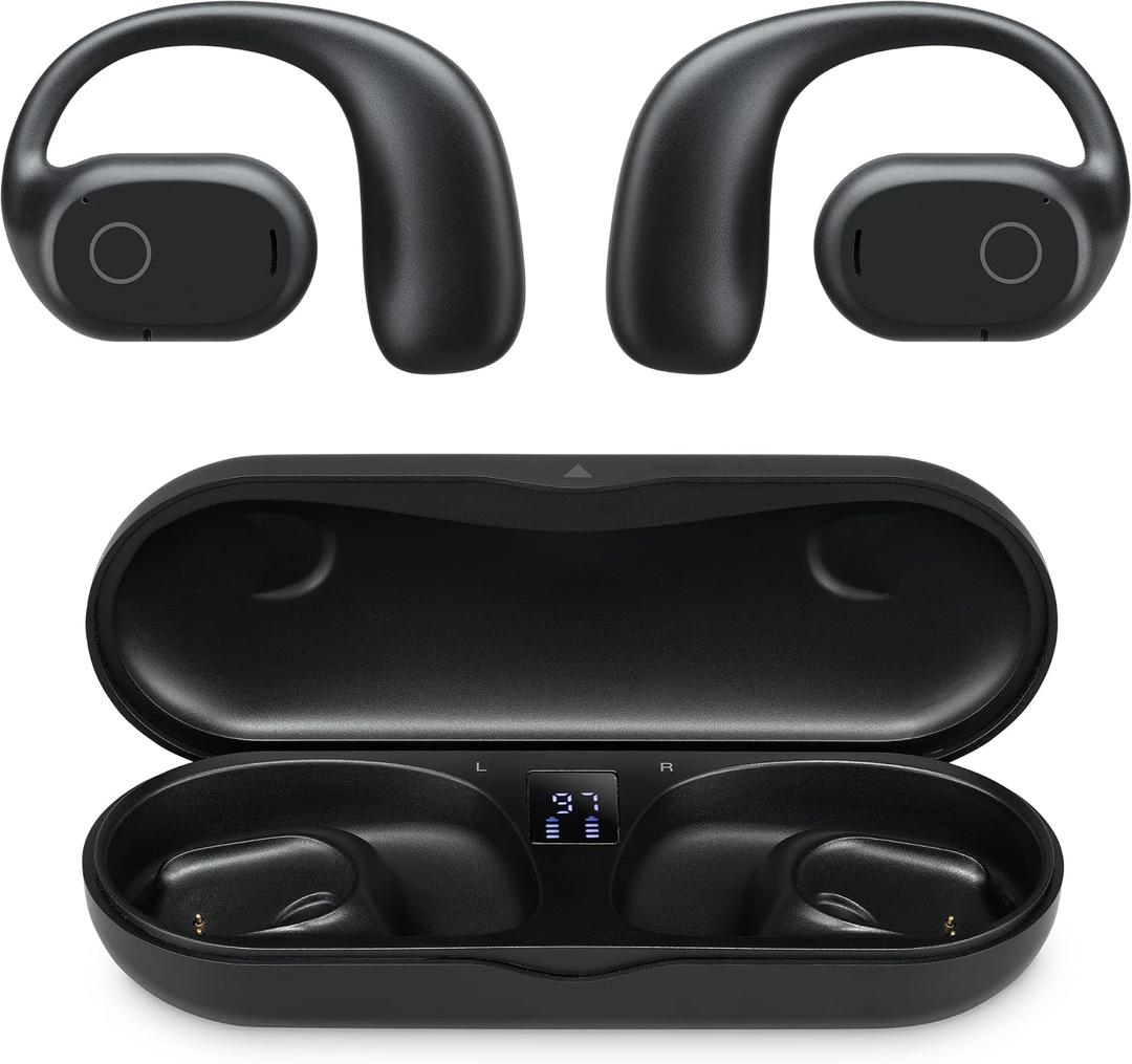 iLive Electronics 16mm Driver Clear Truly Wireless Open Ear Earbuds, Black, IAEBTO34B