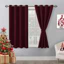 Hiasan Blackout Curtains for Bedroom - Thermal Insulated & Light Blocking Window Curtains for Living Room/Kids Room Christmas Decor, 2 Drape Panels Sewn with Tiebacks, Burgundy, 52 x 45 Inch