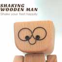 Shaking Wooden Man Figurine for Car Dashboard Decor with 12 Magnetic Expressions, Fun Dancing Feet Doll, Perfect Car Ornaments, and Wood Desktop Decor for Personalized Vehicle and Home Style