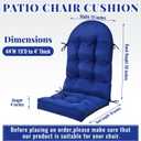 Geelin 4 Pcs Outdoor Patio Chair Cushion Thick High Back Adirondack Chair Cushion Tufted Weather & Fade Resistant Anti-Slip Outside Rocking Chairs Pads with Ties, 44 x 19 x 4 Inch (Dark Blue)