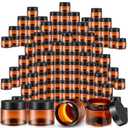 200 Pcs 2 oz Amber Plastic Cosmetic Container Jars with Lid Round Plastic Clear Jars Small Travel Containers for Storage Makeup Creams Lotion Ointments
