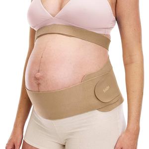 Frida Mom Dual Support Pregnancy Belly Band S/M, Maternity Belly Band with Ultimate Support Back, Hip & Pelvic, Adjustable, Lightweight, Breathable & Comfy, Supports Bump as Baby Grows, Clay