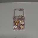 for Samsung Galaxy Z Flip 5 Glitter Case with Hinge Protection Ring Holder, Cute Luxury 3D Crown Crystal Rhinestone Diamond Gems Bling Sparkle Shiny Women Girl Case for Galaxy Z Flip 5 5G, Pink