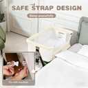 Baby Bassinets Bedside Sleeper with Wheels and Mattress, Cosleeping Baby Bed with Storage, Co-Sleeper Bassinet Attach to Bed, Bed Side Crib with Breathable Mesh, Height Adjustable (Beige), 35.4‘’L*21.7''W*28''-32.7''H