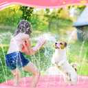Peteast Anti-Slip Pink Donut Print Splash Pad for Kids and Dogs 0.58 mm Thicken Sprinkler Dog Pool for Summer Outdoor Water Toys - Fun Backyard Play Mat for Children and Pets (Pink 67in)