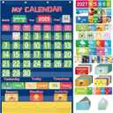 Classroom Calendar Pocket Chart for Elementary with 144 Bright Card