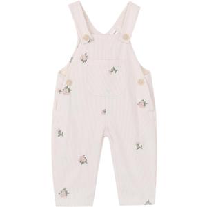 Baby Girl Overalls Corduroy with Floral Embroidery,Beige Toddler Jumpsuit Romper,Soft Overall for Girls (9-12 Months)