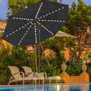 EliteShade USA 10-Year-Non-Fading 9ft 3-Tier Market Patio Umbrella, Commercial Table Umbrella with 80 Solar LED Lights, Crank Open, Windproof & UPF 50+ UV Protection for Garden, Deck, Pool, Backyard, Black