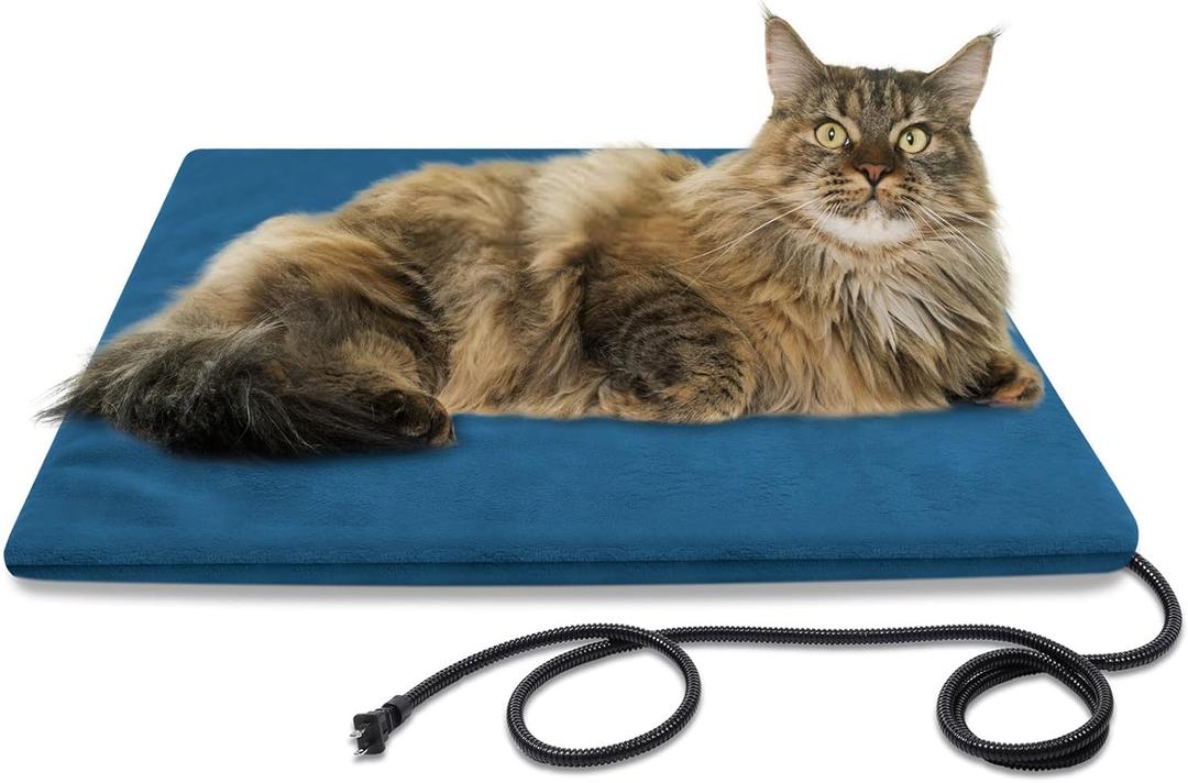 Pet Heating Pad for Dog Cat, 100% Waterproof Outdoor Cat Heating Pad, Multi-Sizes Outside Electric Heated Dog Bed Mat Blanket Puppy Senior Dog House Heater for Whelping Box (M-18"x18")