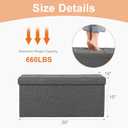 Sweetcrispy 30 Inch Folding Storage Ottoman Bench, Ottoman with Storage | Large Hidden Storage Chest with Padded Seat, Foot Rest Stool, End of Bed Bench for Bedroom, Living Room, Linen Fabric, Gray, 15"D x 30"W x 15"H