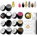 2 x finger secret 7 Colors Ombre Pat Gel Nail Polish Set, ombre pigment palette for nail, Gradient Painting Gel with 100Pcs Nail Sponges for Nail Art DIY can be Painted in Salon or Home Use