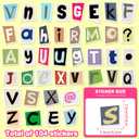 2 x 108 Pcs Alphabet Stickers Glow in The Dark, Vinyl Letters A-Z Water Bottle Sticker Pack for Teens, Waterproof Skateboard Laptop Decals for Adults Kids Girls Boys