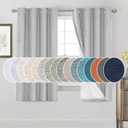 PrinceDeco Blackout Curtains 63 Inch Length Short Blackout Curtains 2 Panels Sets for Bedroom Living Room Room Darkening Curtains Linen Texture Drapes for Windows, 52" W x 63" L, Glacier Grey