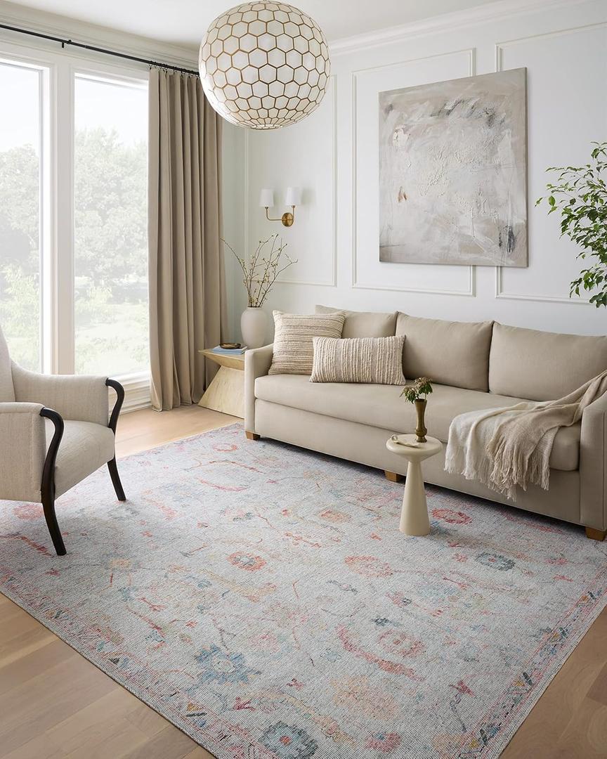 Loloi Elysium Collection ELY-01 Pebble/Multi 7'-6" x 9'-6" Area Rug
