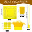 Bonuci 72 Pcs Yellow Spirit Wear Accessories Items Bulk Man Team Spirit Week Accessories Camp Day Item Fake Mustache Crazy Hair Wig Bandana Go Team Tattoo Noisemaker Bam Wristband Eyeblack Sticker