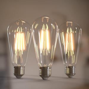 Jensense Edison Bulbs 6W E26 LED Bulb 60 Watt Equivalent, Vintage LED Light Bulbs CRI90+ ST19, Dimmable Clear Light Bulbs, 2700K Soft Warm White 3 Pack