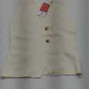 FindThy Women’s Cropped Knit Vest V Neck Button Up Solid Color Sleeveless Gilet Tank Tops, Small