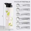 24 oz Glass Water Bottles with Silicone Sleeve and Flip Lid - Borosilicate Glass, Leakproof, BPA-Free, Perfect for Coffee, Tea and Water (White)