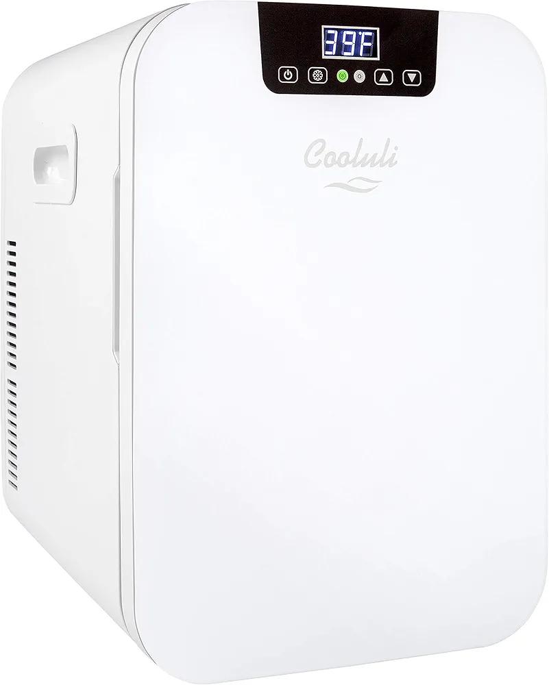 Cooluli 20 Liter Mini Fridge with Temperature Control - White Thermoelectric Cooler and Warmer for Bedroom, Office, Car, Dorm