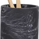 zccz Toothbrush Holder for Bathroom Marble Look, Electric Toothbrush and Toothpaste Holder, Organizer Makeup Brush and Razor, Black Marble Look Toothbrush Cup