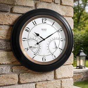 Pytha Sight 24 Inch Outdoor Clocks Waterproof, Large Easy-to-Read Illuminated Outdoor Wall Clock with Smart Light Sensor, Silent Large Outdoor Clock for Patio, Pool,Porch,Garden,Backyard