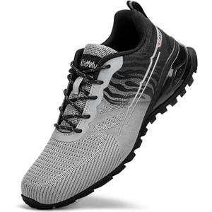 Kricely Men's Trail Running Shoes Fashion Walking Hiking Sneakers for Men Tennis Cross Training Shoe Outdoor Snearker Mens Casual Workout Footwear (9.5, Black Grey)