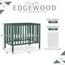 Dream On Me Edgewood 4-in-1 Convertible Mini Baby Crib in Olive GreenGuard Gold & BSA, Non-Toxic, Compact 40×25×33″ Design, Converts to Mini Daybed & Twin Bed (Rails to Buy) 1″ Mattress Pad