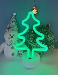 AOSCTELF Neon Light Sign, Christmas Tree LED Neon Signs, Battery/ USB Powered Light Up Acrylic Neon Sign Night Light for Christmas Room Decor
