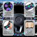 Neon Skull and Flower Steering Wheel Cover with 2 Pcs Car Coasters Neoprene Steering Wheel Cover for Women Men Anti-Slip Breathable Car Accessories Universal 15 Inch Fit Auto Cars Trucks