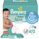 Pampers Baby Wipes Aqua Pure, 99% water-based wipes, Hypoallergenic and Unscented Baby Wipes, 672 Wipes Total (12 Flip-Top Packs)