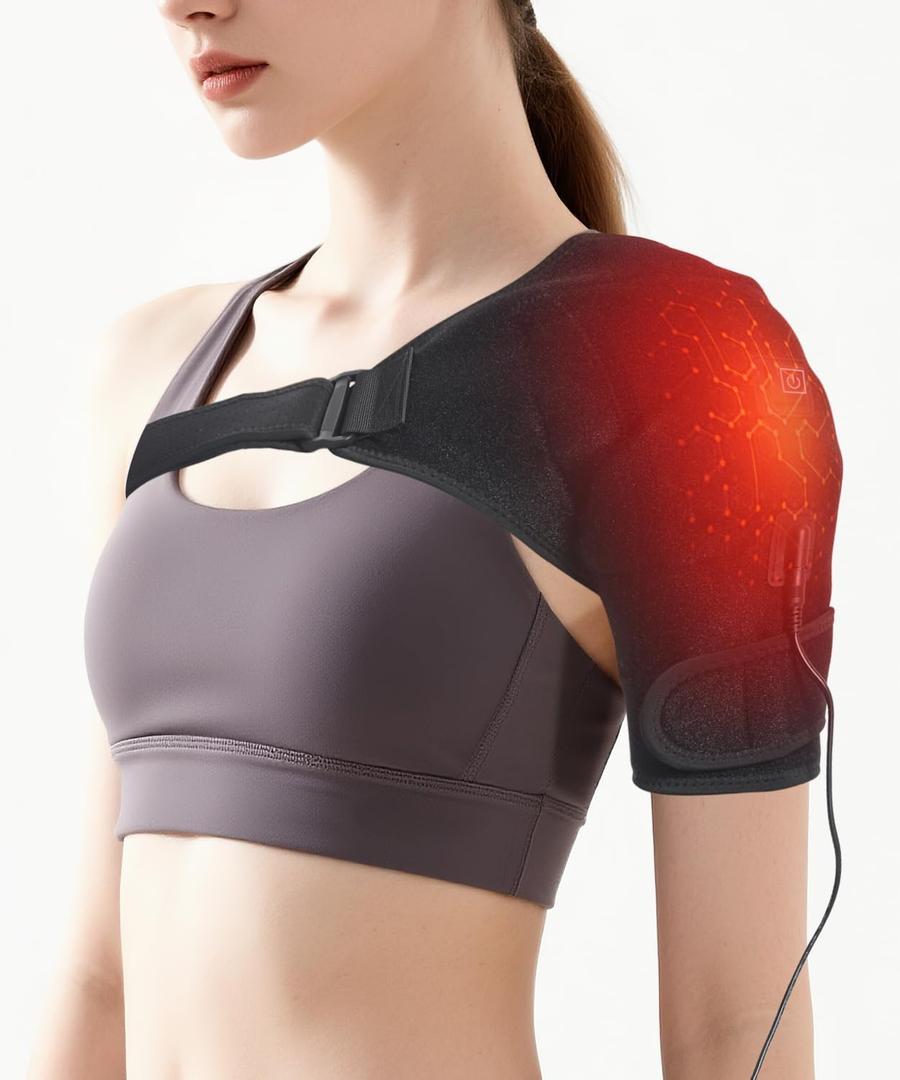 Shoulder-Heating-Pad-Heated-Wrap - 3 Heat Levels Heating Pad for Shoulder Pain for Men Women Frozen Shoulder Pain Relief (Black)