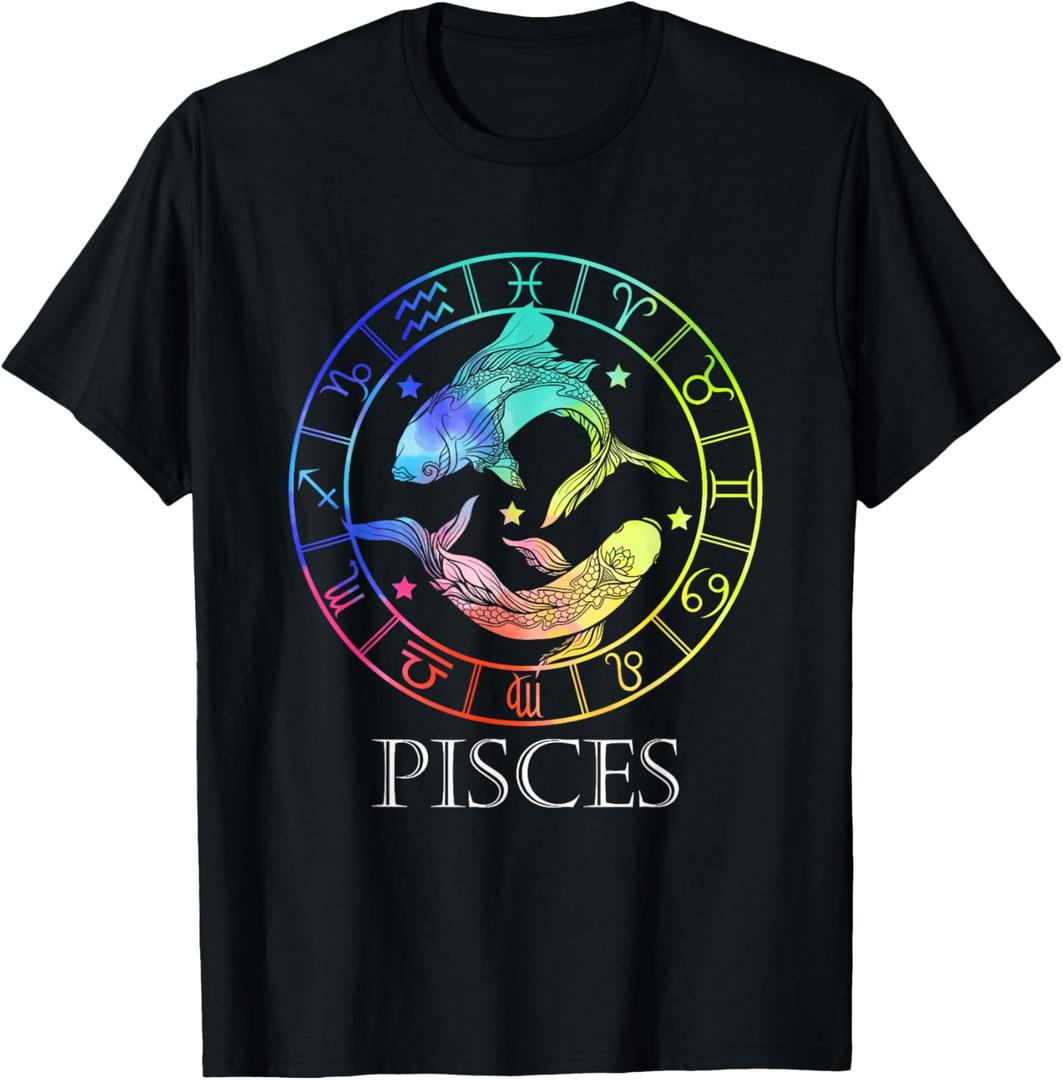 Zodiac Sign Pisces T-Shirt, 4XL
