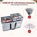 Christmas Ornament Storage Box, Ornament Storage Organizer Fits 128 of 3 inch Ornament Balls, 8 Removable Tray Ornaments Storage Containers with Dividers to Store Xmas Holiday Decor(Grey)