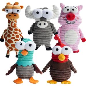 Nocciola 5-Pack Squeaky Dog Toys, Durable Stuffed Critter Zoo Dog Toys with Unique Squeak Sounds to Keep Dogs Busy, Puppy Toys for Small, Medium, and Large Dogs (5 Different Animals)