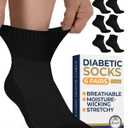 Pembrook Ankle Diabetic Socks for Women & Men | 6 Pairs | Wide Non Binding Socks Quarter Length | Edema Neuropathy Socks (Large)