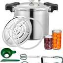 25 Quart induction pressure canner Cooker&pressure canner with gauge&pressure canners for canning&Pressure Gauge | Pressure Regulator | pressure canning pot | Pressure release 13 PSI (+/- 5%)