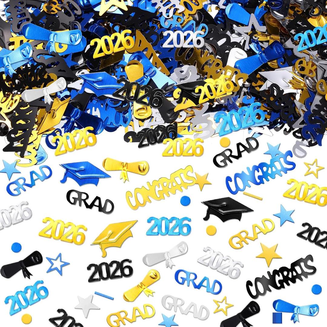 3 x Sumind 3000 Pieces 2026 Graduation Confetti Class of 2026 Graduation Party Decorations Diploma Confetti Decorations for Grad Anniversary Party(gold, Silver, Black, Blue, 2026 Style), one size